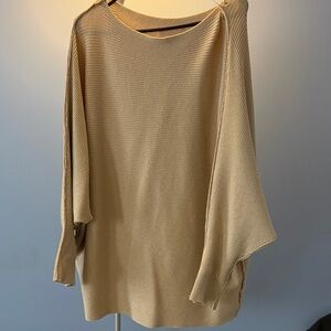 Elegant Beige/Gold Women's Sweater